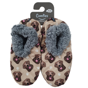 Chocolate Lab Slippers - Super Soft and Comfortable - One Size Fits Most - Cozy House Slippers - Non Skid Bottom - perfect for “Chocolate Lab gifts”