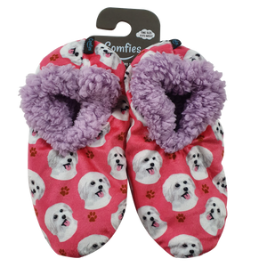Maltese Slippers - Super Soft and Comfortable - One Size Fits Most - Cozy House Slippers - Non Skid Bottom - perfect for “Maltese gifts”