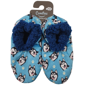 Siberian Husky Slippers - Super Soft and Comfortable - One Size Fits Most - Cozy House Slippers - Non Skid Bottom - perfect for “Siberian Husky gifts”