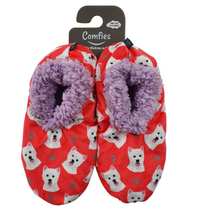 Westie Slippers - Super Soft and Comfortable - One Size Fits Most - Cozy House Slippers - Non Skid Bottom - perfect for “Westie gifts”