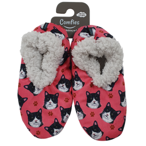 Black and White Cat Slippers - Super Soft and Comfortable - One Size Fits Most - Cozy House Slippers - Non Skid Bottom - perfect for “Black and White Cat gifts”