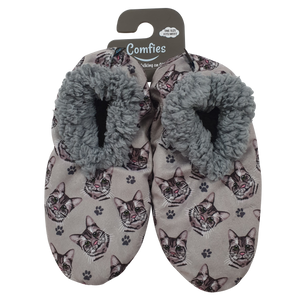 Silver Tabby Slippers - Super Soft and Comfortable - One Size Fits Most - Cozy House Slippers - Non Skid Bottom - perfect for “Silver Tabby gifts”