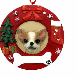 Chihuahua tan Red Wreath Ornament