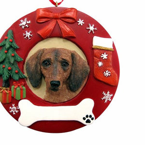 Dachshund red Red Wreath Ornament