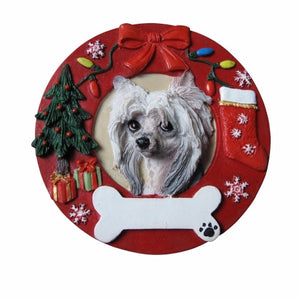 Chinese Crested Red Wreath Ornament
