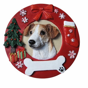 Jack Russell Red Wreath Ornament