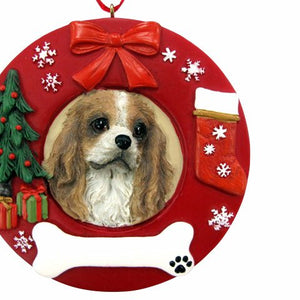 King Charles Cavalier Red Wreath Ornament