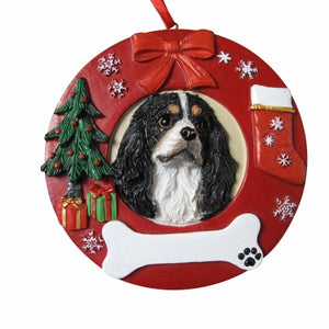 King Charles tri-color Red Wreath Ornament