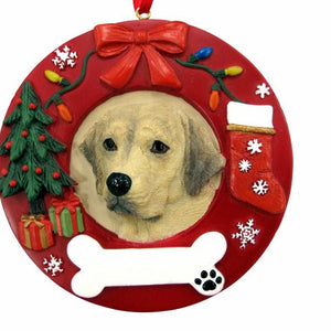 Labrador yellow Red Wreath Ornament