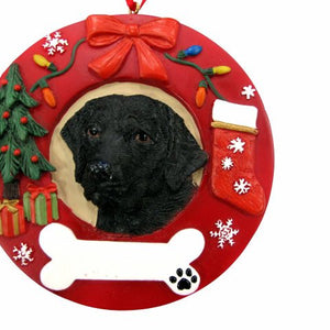 Labrador black Red Wreath Ornament