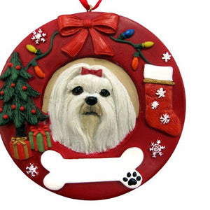 Maltese Red Wreath Ornament