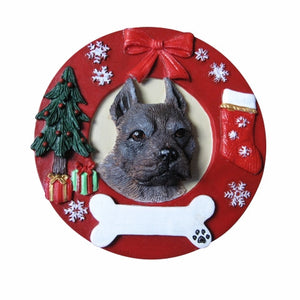 Pit Bull blue Red Wreath Ornament