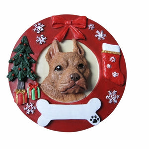 Pit Bull red Red Wreath Ornament