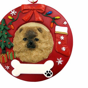 Pomeranian Red Wreath Ornament