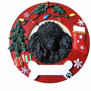 Poodle black Red Wreath Ornament
