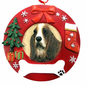 Basset Hound Red Wreath Ornament