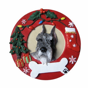 Schnauzer cropped Red Wreath Ornament