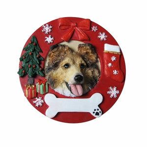 Sheltie Red Wreath Ornament