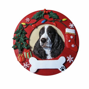 Springer Spaniel Red Wreath Ornament