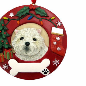 Westie Red Wreath Ornament