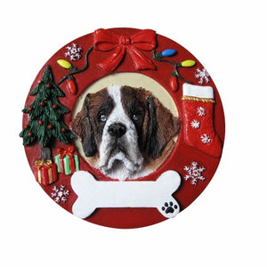 Saint Bernard Red Wreath Ornament
