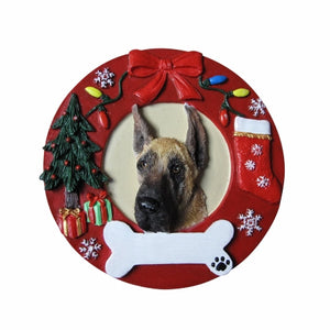 Great Dane fawn Red Wreath Ornament