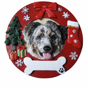 Australian Shepherd Red Wreath Ornament