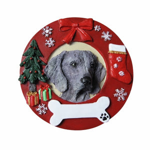 Weimaraner Red Wreath Ornament
