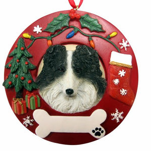 Border Collie Red Wreath Ornament