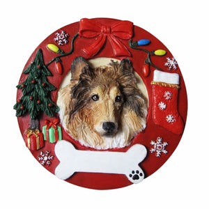 Collie Red Wreath Ornament