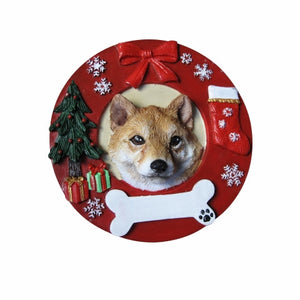 Shiba Inu Red Wreath Ornament