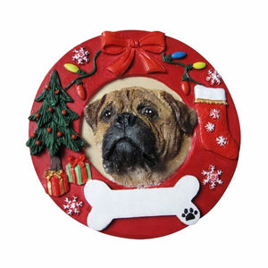 Bullmastiff Red Wreath Ornament