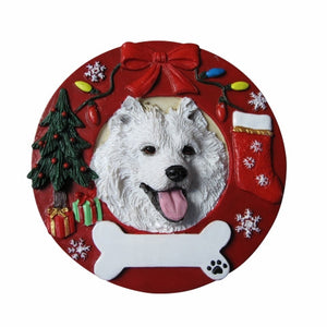 Samoyed Red Wreath Ornament