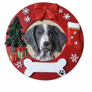 German Shorthair Pointer Red Wreath Ornament