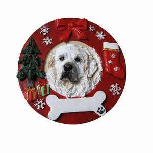 Great Pyrenees Red Wreath Ornament