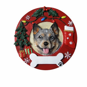 Australian Cattle Dog Red Wreath Ornament