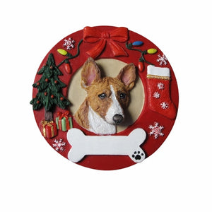 Basenji Red Wreath Ornament