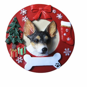Rat Terrier Red Wreath Ornament