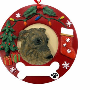 Greyhound brindle Red Wreath Ornament