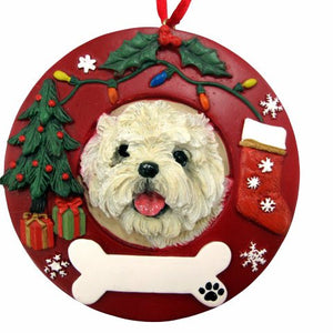 Cairn Terrier Red Wreath Ornament