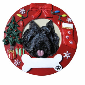 Cairn Terrier black Red Wreath Ornament