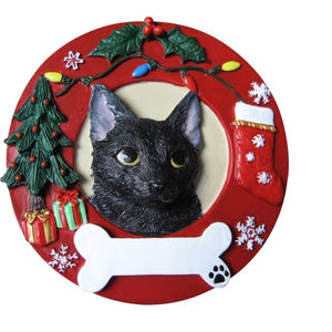 Black cat Red Wreath Ornament