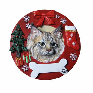 Maine Coon cat Red Wreath Ornament