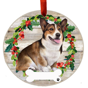 Welsh Corgi FB Ceramic Wreath Ornament