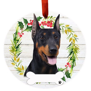 Doberman Ceramic Wreath Ornament
