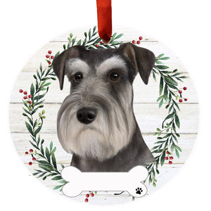 Schnauzer uncropped Ceramic Wreath Ornament