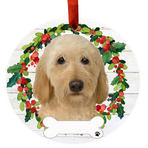 Labradoodle cream Ceramic Wreath Ornament