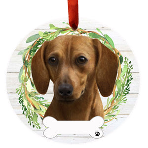 Dachshund red Ceramic Wreath Ornament