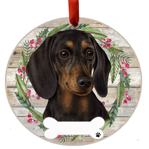 Dachshund black Ceramic Wreath Ornament