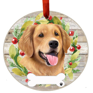 Golden Retriever Ceramic Wreath Ornament